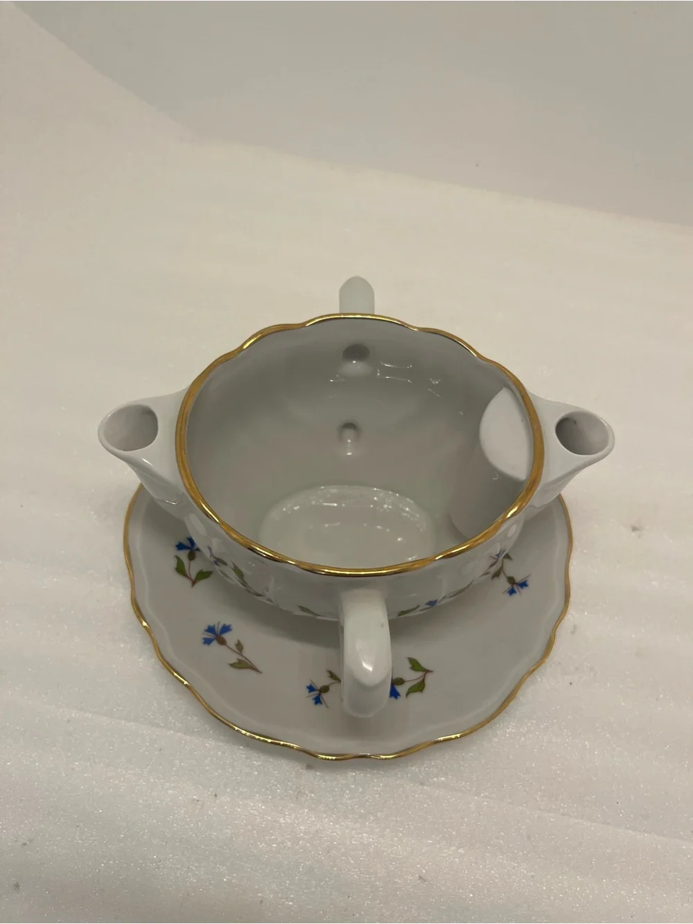 L Lourioux Berry Haute Double Spout Gravy Boat & Saucer Creation Made in France
